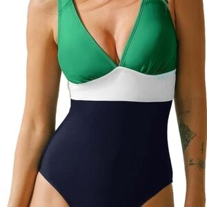Green and Black One-Piece Swimsuit